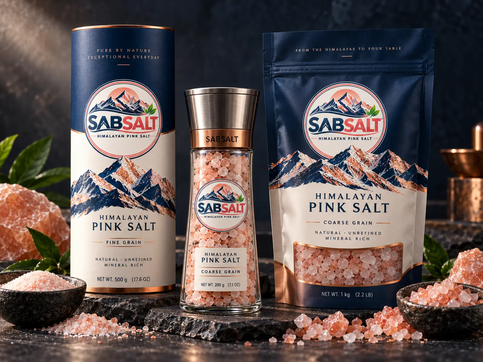 Premium SABSALT Himalayan pink salt range
